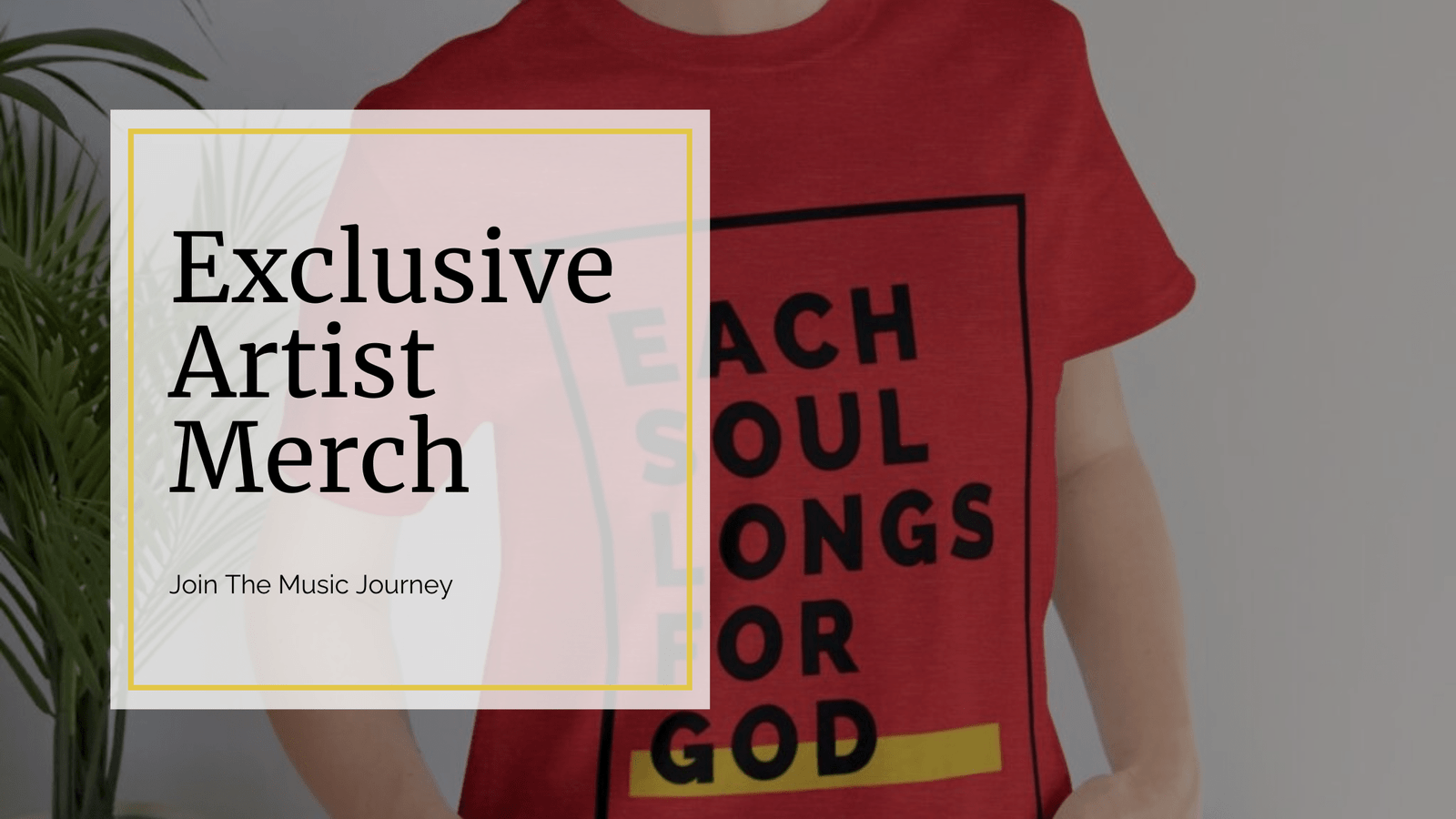 Blog banner with words - JOIN THE MUSIC JOURNEY WITH EXCLUSIVE ARTIST MERCH
