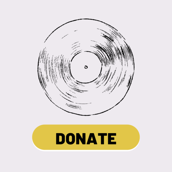 a drawing of a record and the word donate - Donielle Houston Music donation