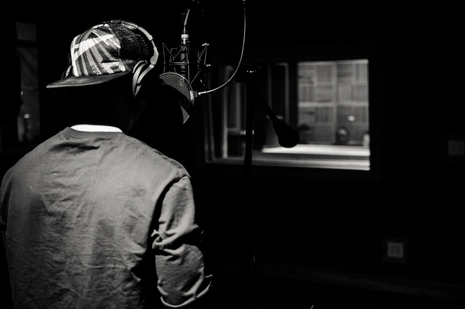 man inside the recording studio